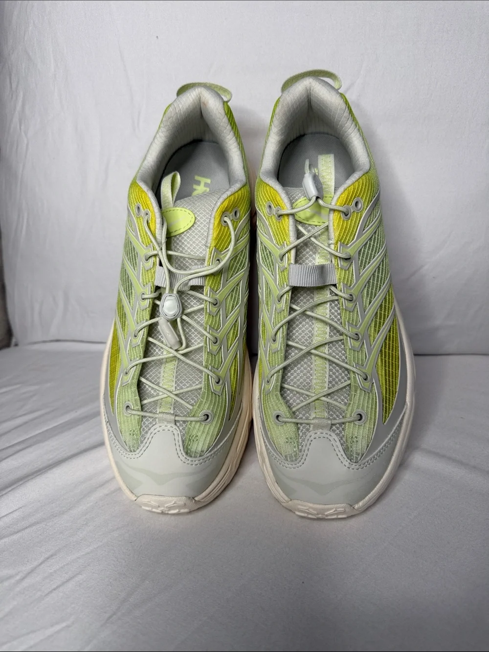 Hoka One One Size Women 12/ Men 11 Neon Yellow Light Gray Athletic Running Shoes